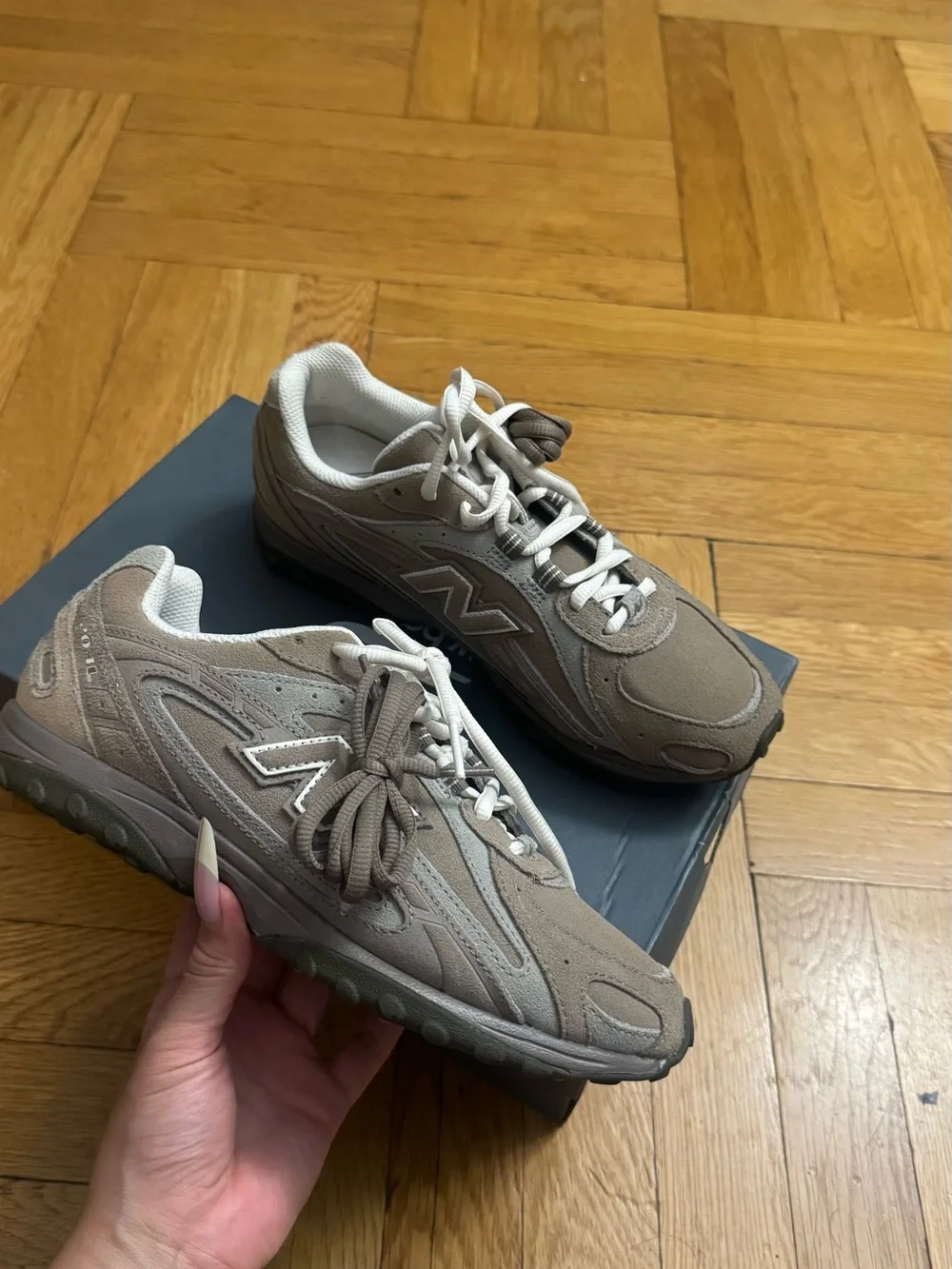 New Balance Men's Taupe Suede & Mesh Sneakers